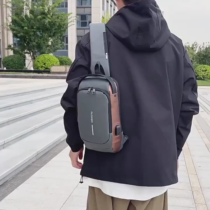 Load video: Unisex Anti-Theft Password Lock Chest Bag Classy ANIMAL FRIENDLY LEATHER