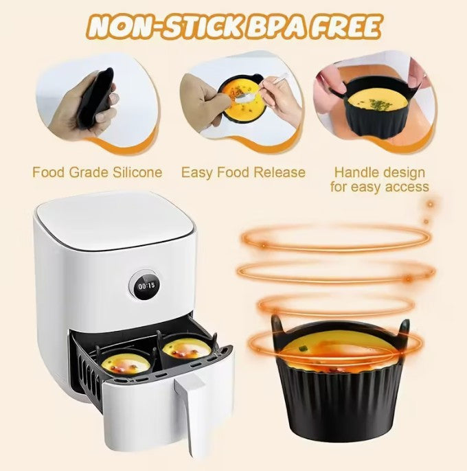 3 Pack AIR FRYER / Countertop Toaster Oven Silicone Ramekins  / Cupcake Baking Liners (A-1-1)