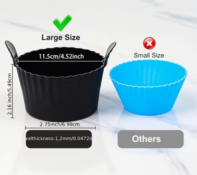 3 Pack AIR FRYER / Countertop Toaster Oven Silicone Ramekins  / Cupcake Baking Liners (A-1-1)