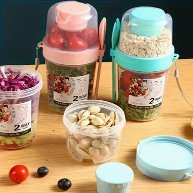 Reusable TO-GO Shaker Cups with Separation - Salad Oatmeal Yogurt (A-1-3)