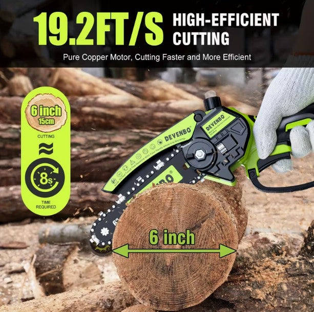 Wireless Lightweight Handheld Chainsaw for Branch, Log & Wood Trimming