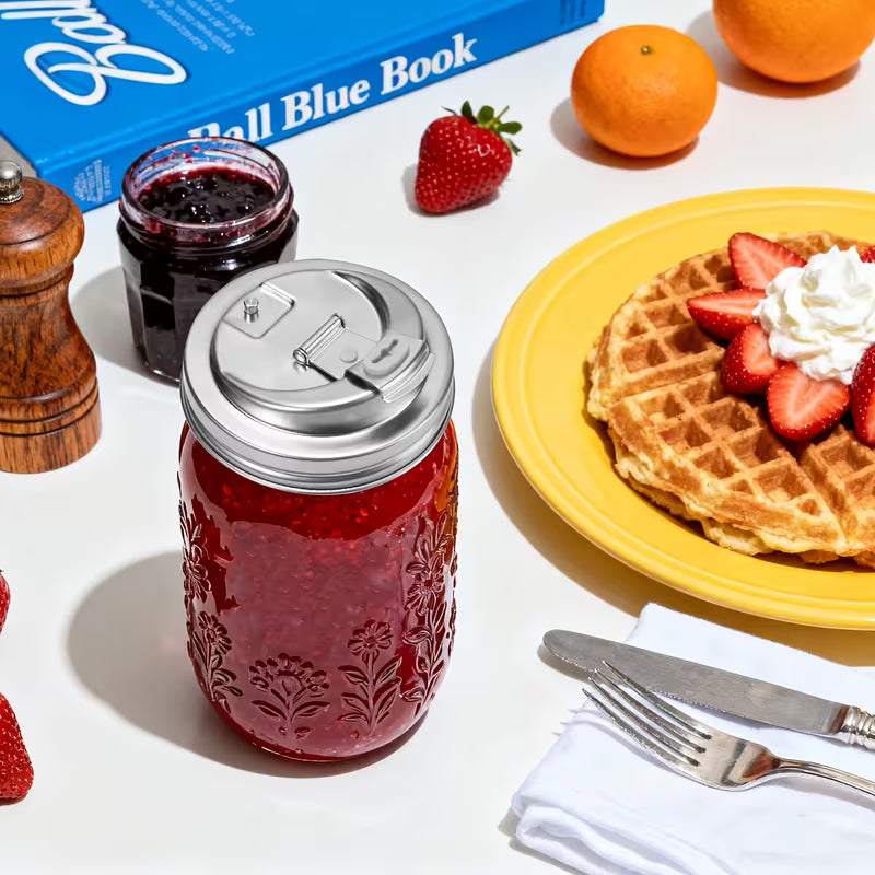 3-Pack STAINLESS STEEL Mason Jar Sipping Lid WIDE MOUTH