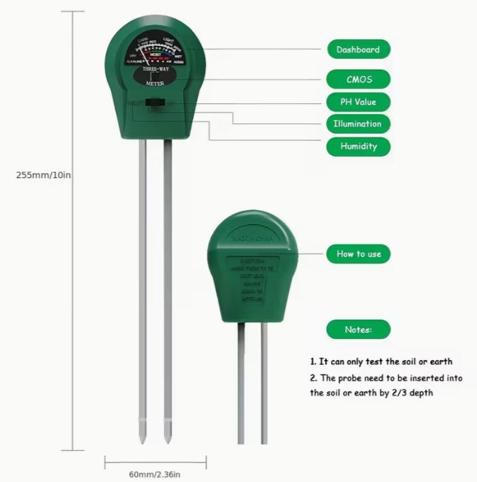 3-in-1 High Precision Soil Detector Reader - Humidity Meter - pH Value (A-2-3)