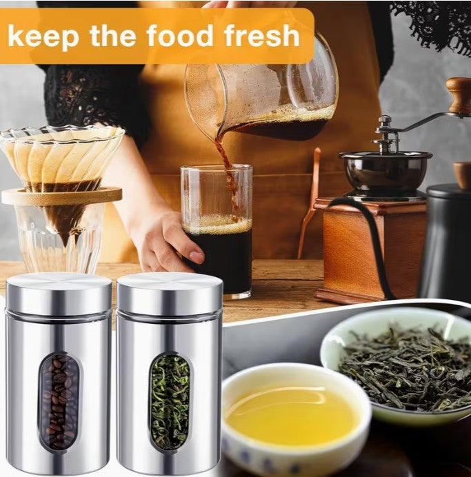 3pc Stainless Steel Canister Container Set with Lids 6.8"