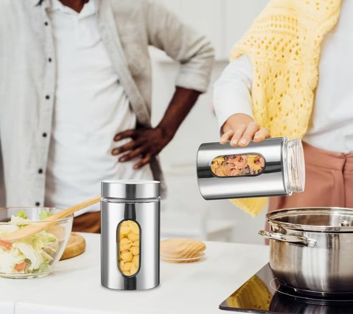 3pc Stainless Steel Canister Container Set with Lids 6.8"