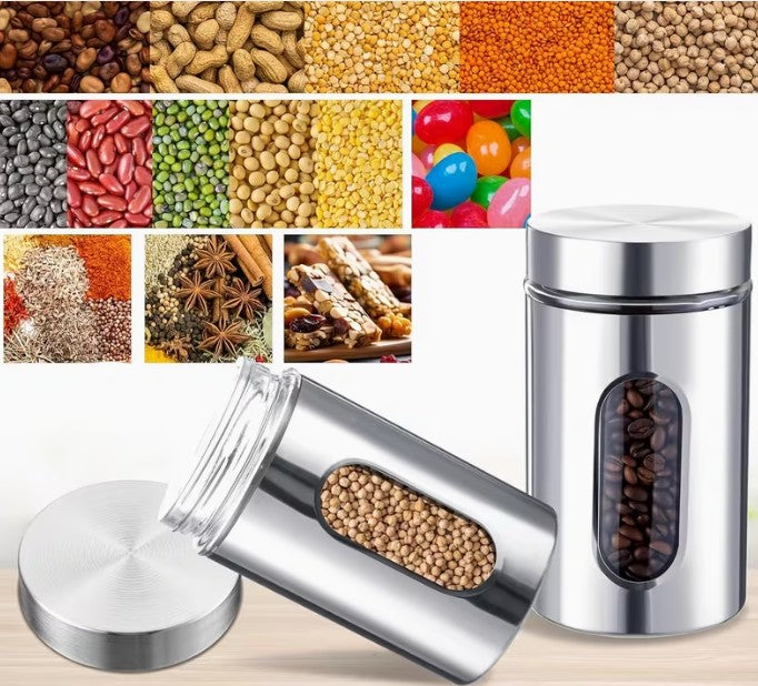 3pc Stainless Steel Canister Container Set with Lids 6.8"
