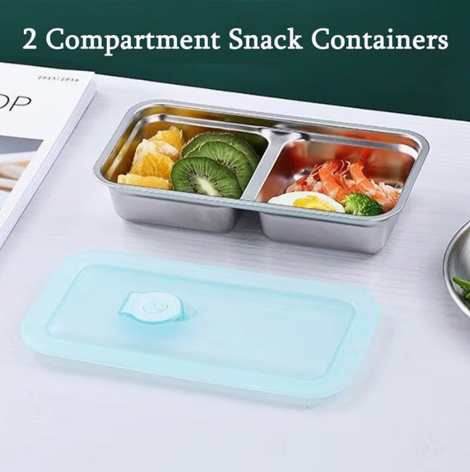 4pc Stainless Steel Divided Containers + Vented Lids - Snacks & Small Food Storage ( )