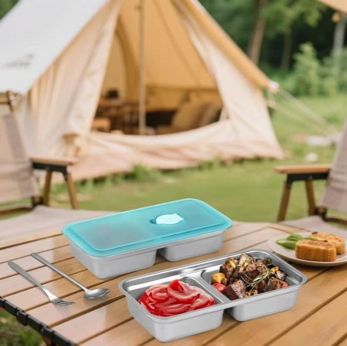 4pc Stainless Steel Divided Containers + Vented Lids - Snacks & Small Food Storage ( )