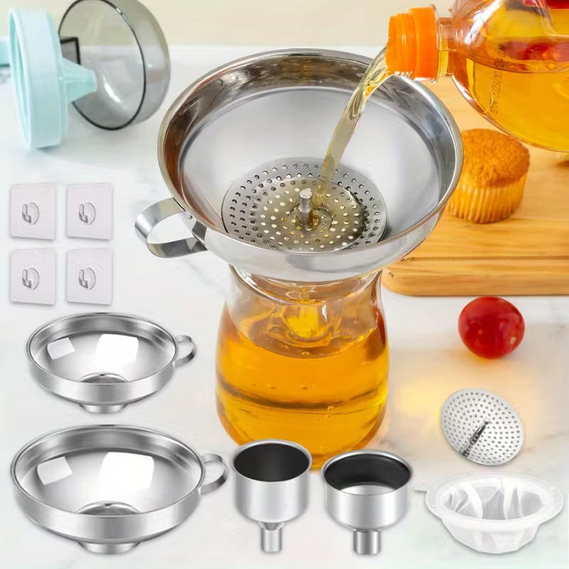 10-Piece Kit! STAINLESS STEEL Filter, Strain & Canning Set - Compact Design for Small Spaces