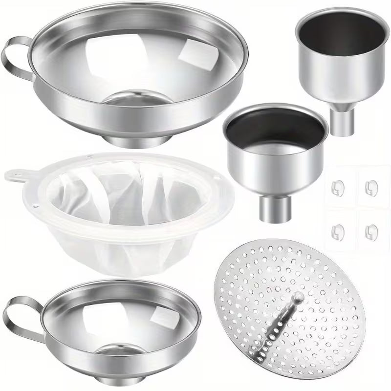 10-Piece Kit! STAINLESS STEEL Filter, Strain & Canning Set - Compact Design for Small Spaces