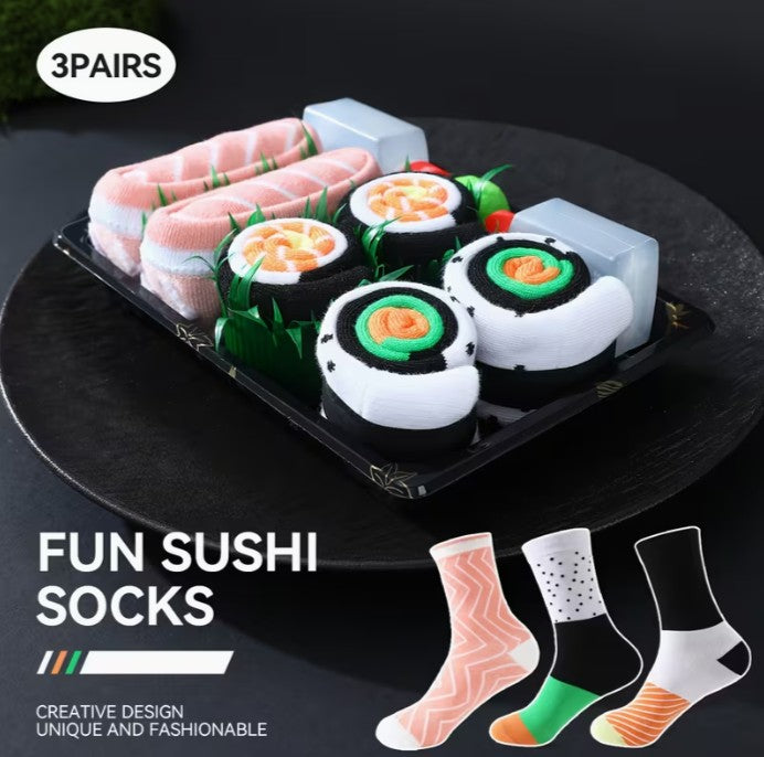3 Pairs! Womens Sushi Socks GIFT SET