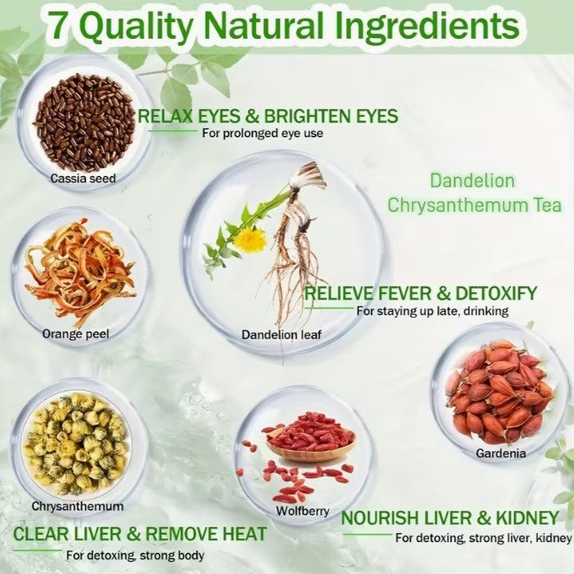 22pc 7-INGREDIENT TEA! Dandelion, Goji Berry, Orange Peel, Chrysanthemum, Cassia Seed (A-1-4)