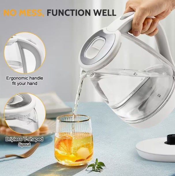 Fantastic Electric Kettle 57.48oz (1.7L) Rapid Boil STAINLESS STEEL & GLASS