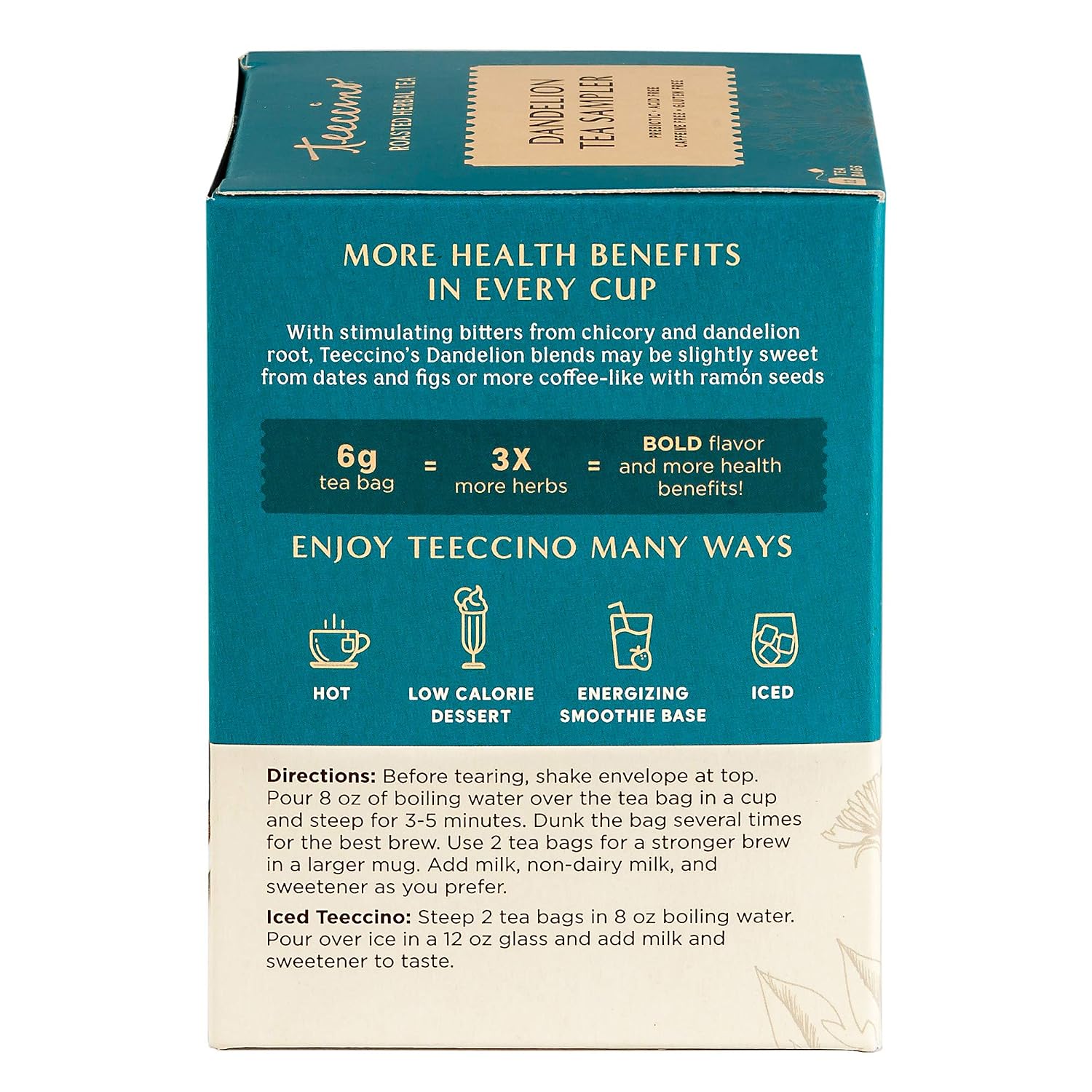 Carob & Chicory Tea Sampler! Caramel Nut, Coconut, Mocha Mint, Red Chai - Caffeine-Free
