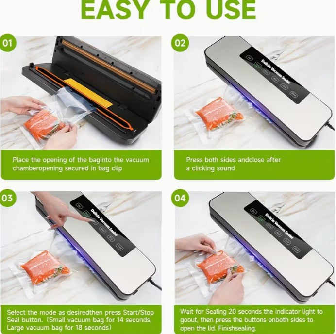 DELICIO Wet & Dry Food Saver Vacuum Sealer + 30 Free Vac Bags (A-1-3)