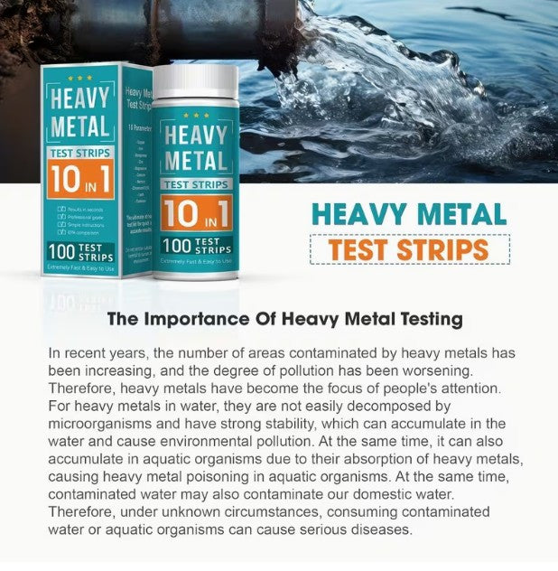 10-in-1 Heavy Metal Water Test Kit (100 strips) (A-2-3)